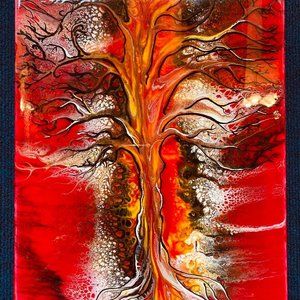 11x14 “The Apocalypse Tree” Resin & Acrylic Canvas Art by Mari Henmi Original